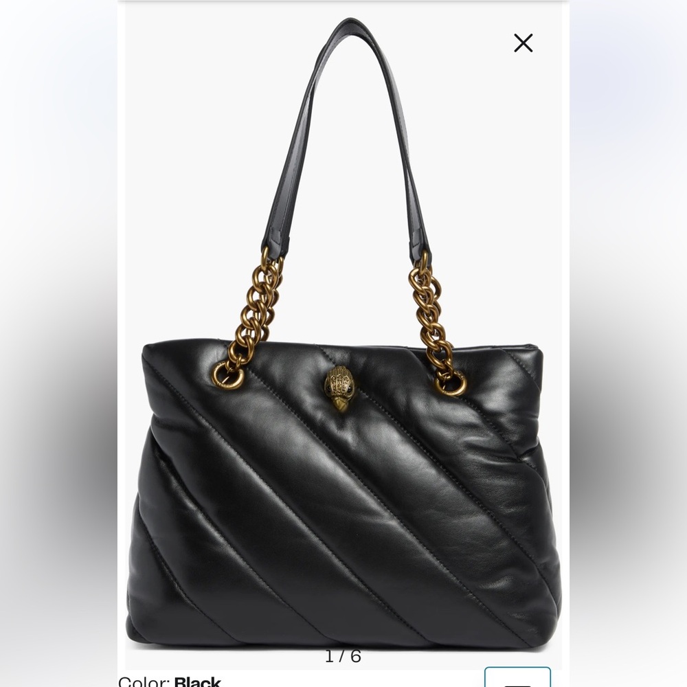 Kurt Geiger London Kensington black Quilted Leather Shoulder Bag Gold Chain